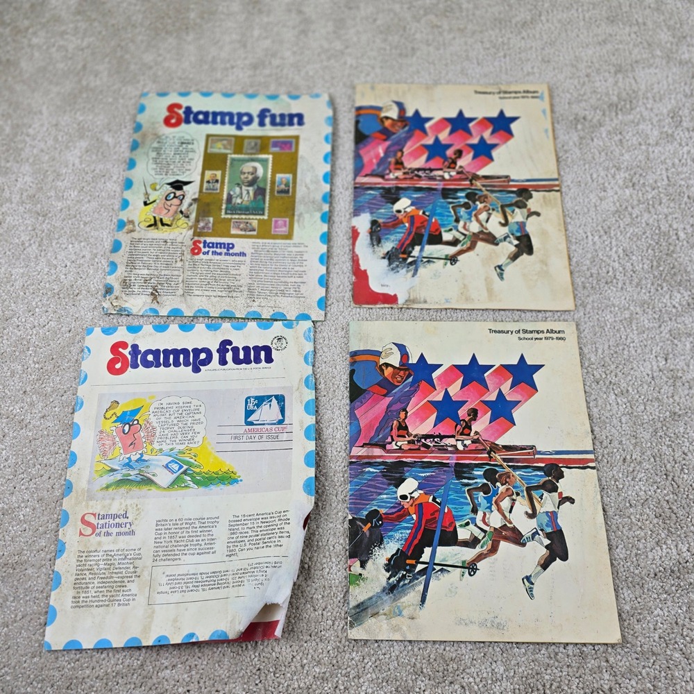 USPS Stamp Fun Treasury of Stamps Album Olympic 1979-1980 Vintage Lot of 4